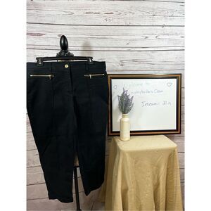 Jones‎ New York Signature Black Cropped Pants Zip Detail Women's Size 8